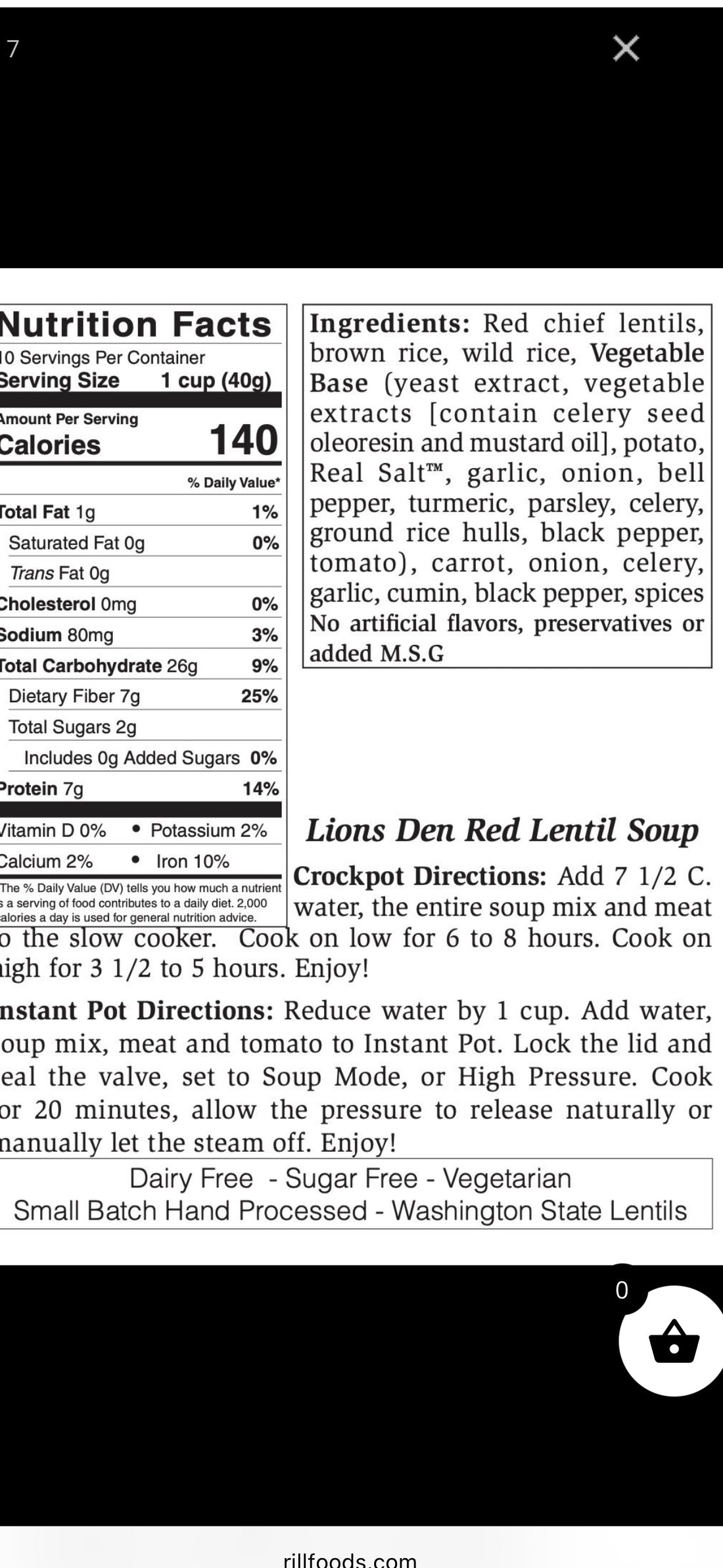 Rill Foods Lion’s Den Red Lentil Soup Mix