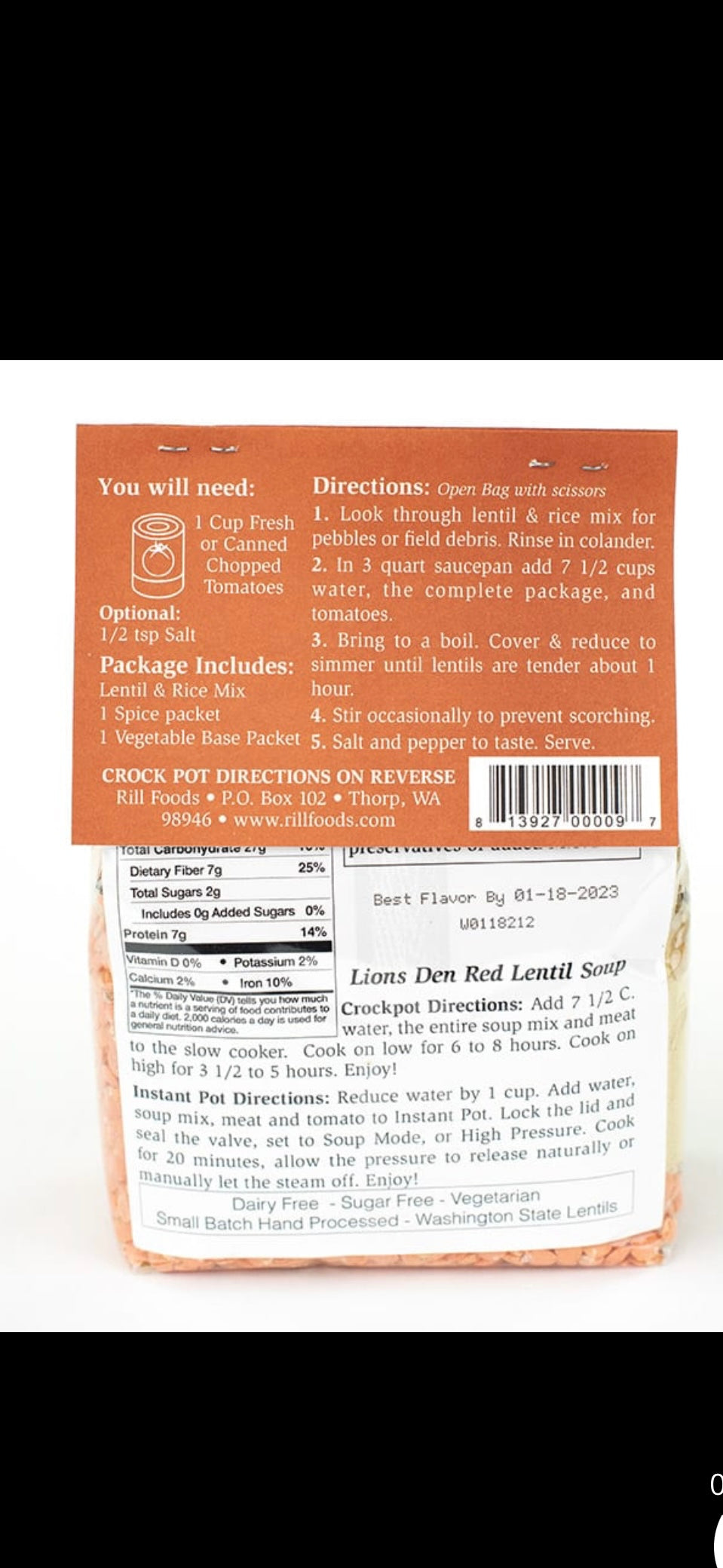 Rill Foods Lion’s Den Red Lentil Soup Mix