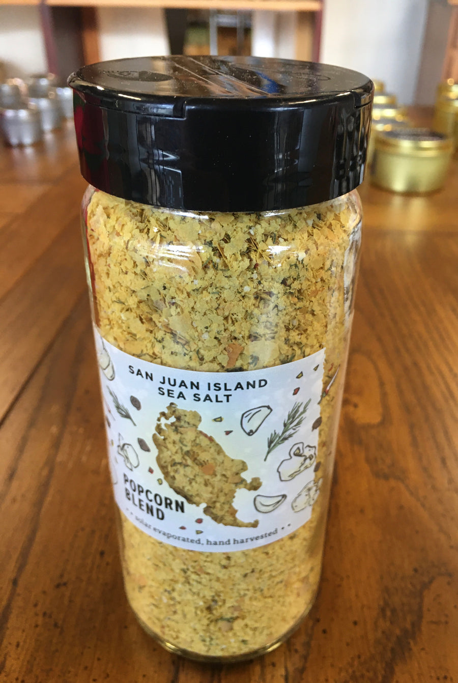 San Juan Island Sea Salt Popcorn Seasoning Blend Glass Shaker
